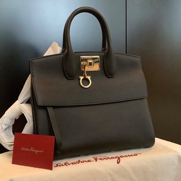 NWT Salvatore Ferragamo Medium Studio Top Handle Bag Black - Picture 5 of 5